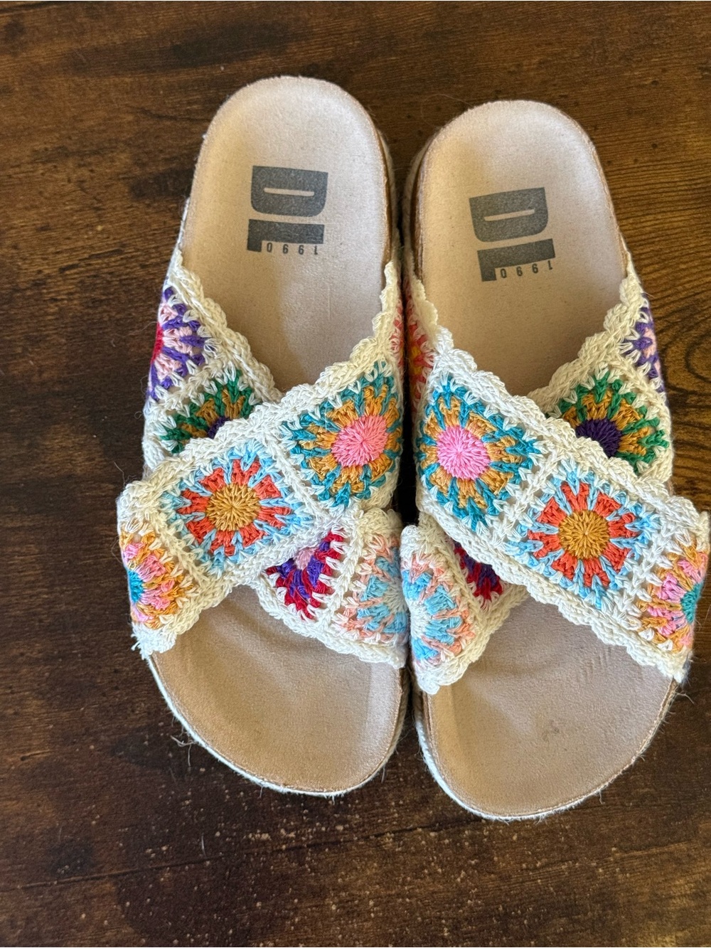 Dirty laundry Crochet Multicolor Slip-On Sandals for Women